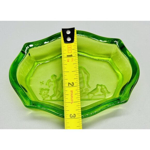 Heinrich Hoffman Woman Birds Cupid Green Salt Cellar Czech Mark 4x3 inch - Picture 5 of 5